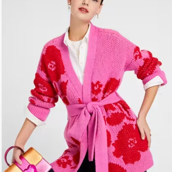 Kate Spade Rose Garden Intarsia Cardigan Size S - Picture 5 of 7